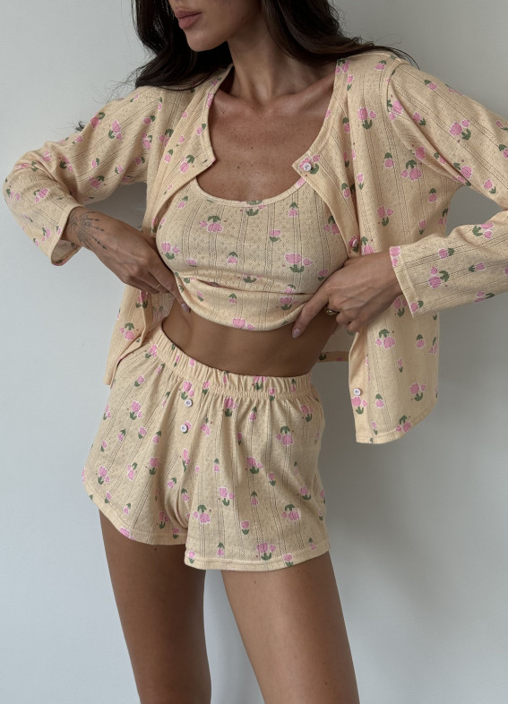 Zoe, pajama shirt, tank top, beige00-00004662-k