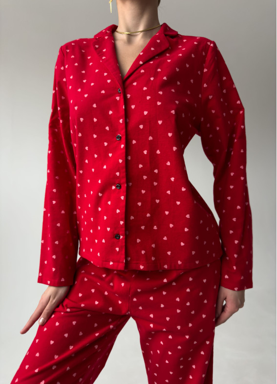 Mia flannel hearts pajamas, red00-00004790-k