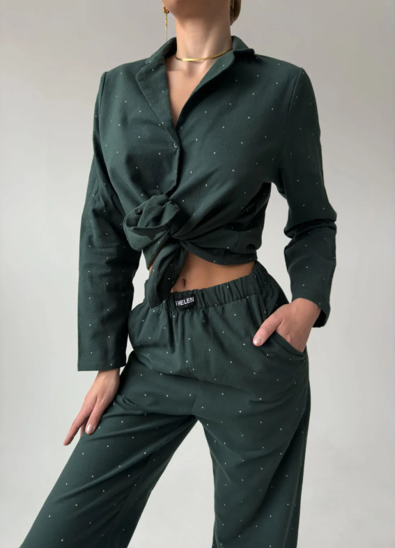 Tiana Flannel Polka Dot Pajamas, green00-00004792-k