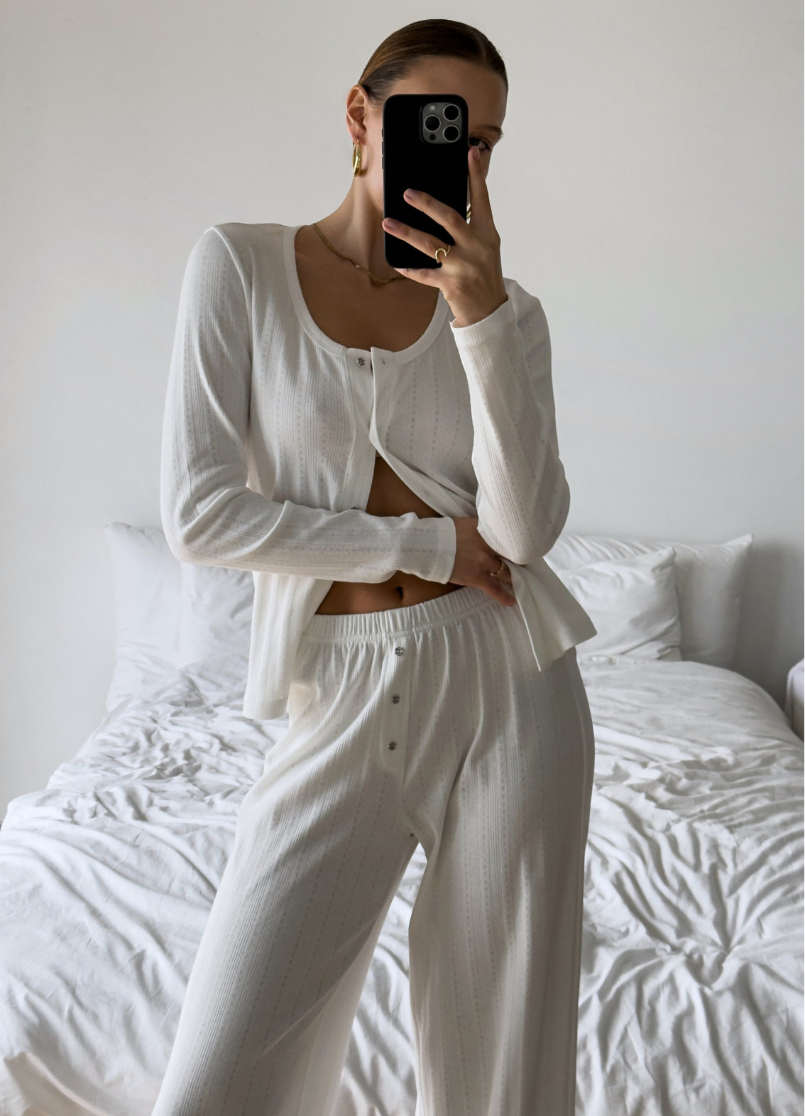 Piżama damska Vilena koszulowa z długim rękawem, mlecznaArtykuł: 00-00005124-k1