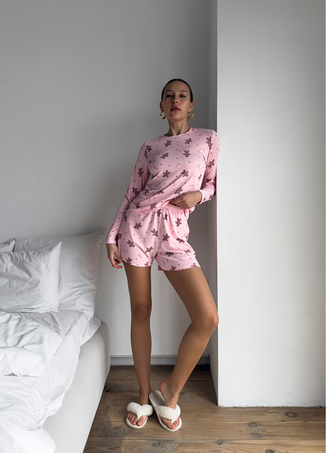 Piżama damska Ginger z krótkimi spodenkami, różowaArtykuł: 00-00005228-k4