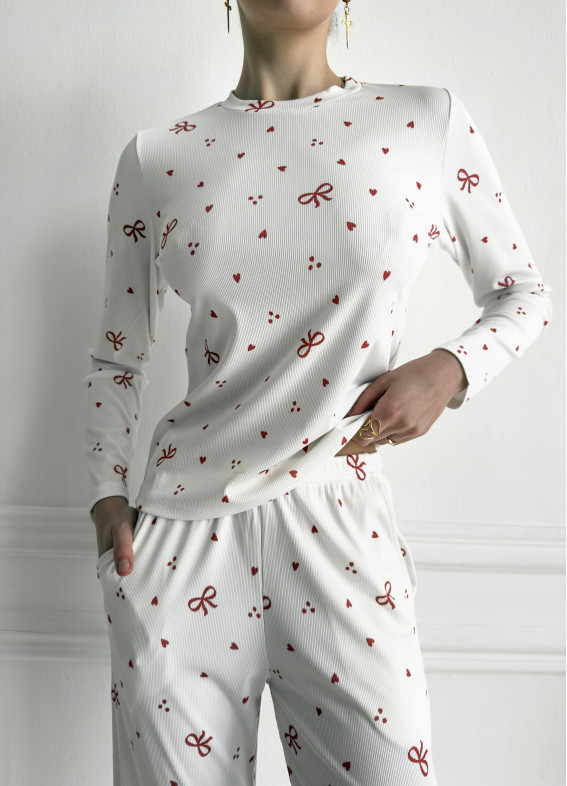 Edelin, piżama, biała00-00005455-k