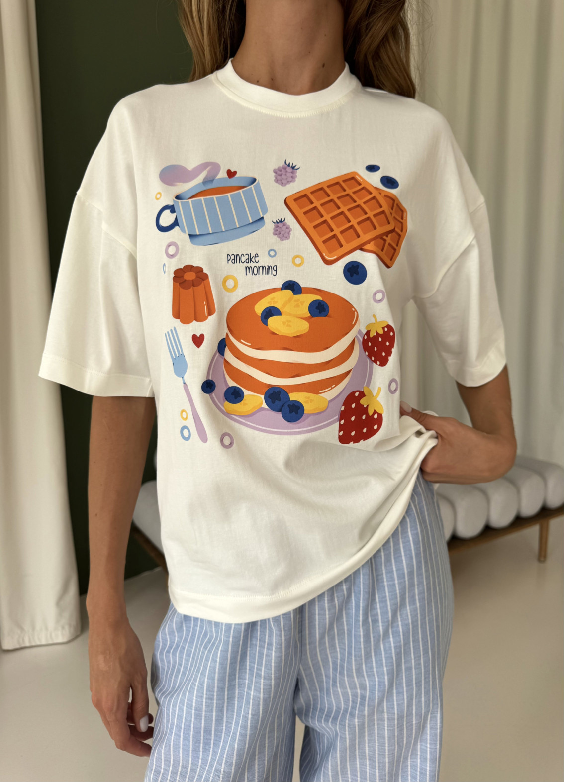Damski komplet piżamowy ze spodniami Pancake Morning, wielobarwnaArtykuł: 00-00005692-k-14