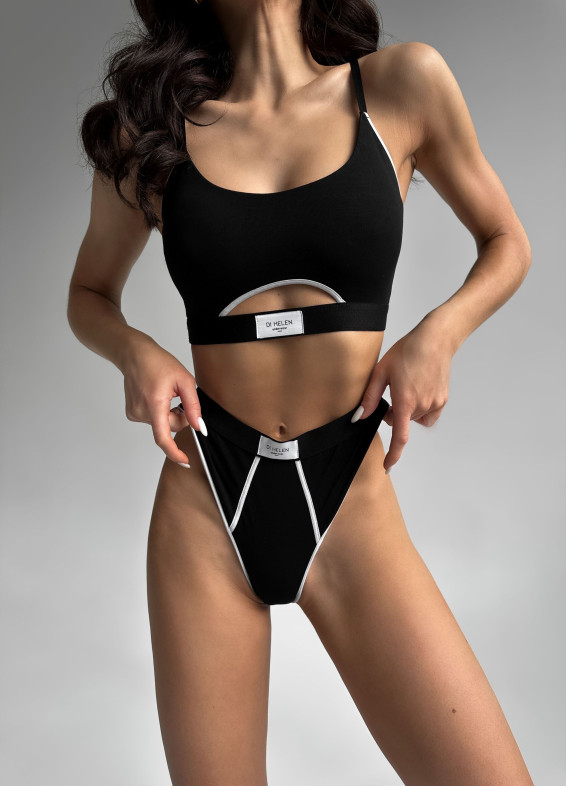 Bawełniany komplet bielizny Joanna, czarny00-00002998-k